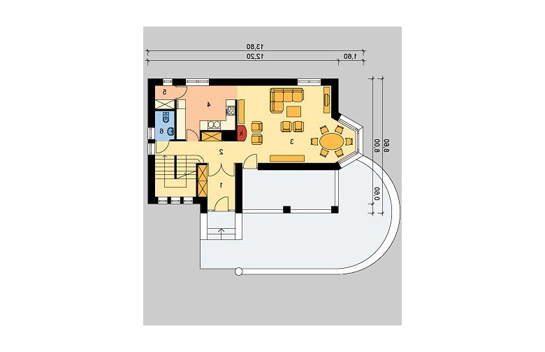 Projekt domu z poddaszem LK&235 - parter