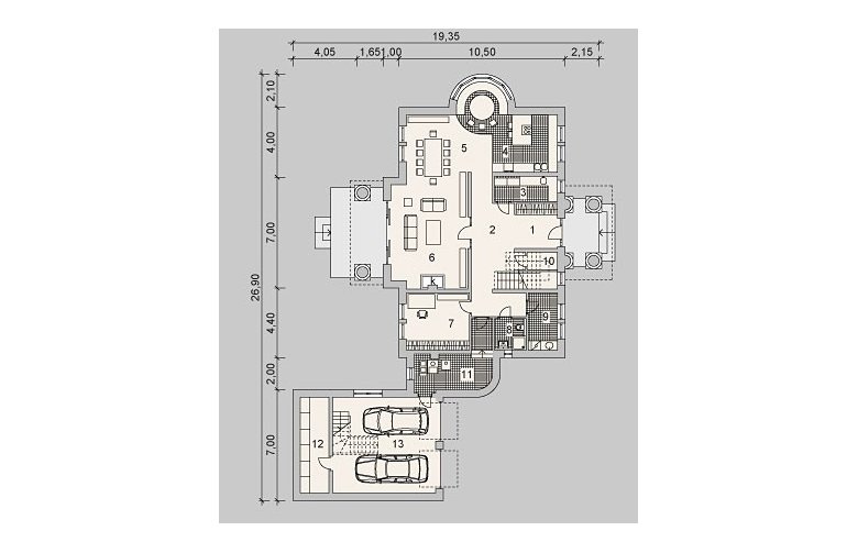 Projekt domu piętrowego LK&904 - parter