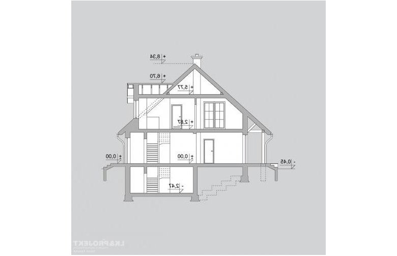 Projekt domu wolnostojącego LK&596 - przekrój 1