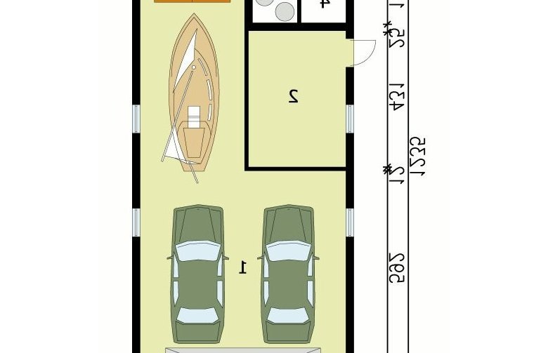 Projekt garażu G123 garaż dwustanowiskowy z pomieszczeniem gospodarczym - przyziemie