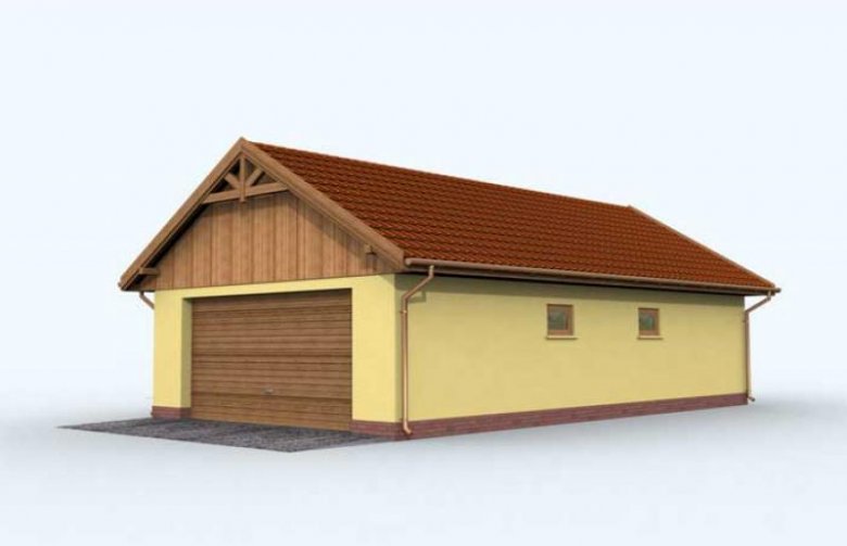 Projekt garażu G123 garaż dwustanowiskowy z pomieszczeniem gospodarczym