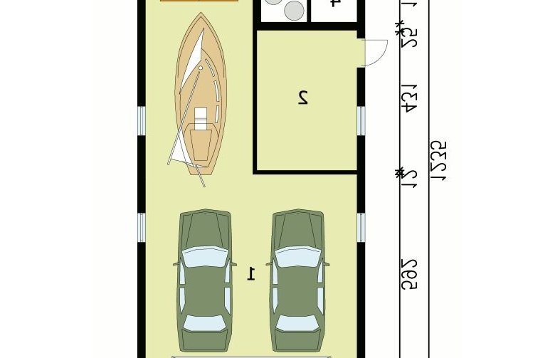 Projekt garażu G124 garaż trzystanowiskowy z pomieszczeniem gospodarczym - przyziemie