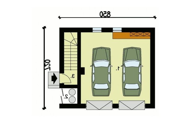 Projekt garażu GM1 garaż z częścią mieszkalną - parter