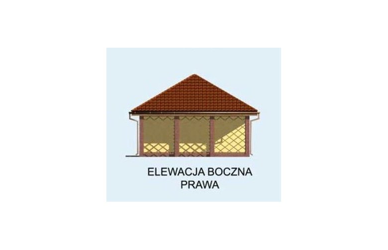 Projekt garażu G119 garaż dwustanowiskowy z wiatą - elewacja 4