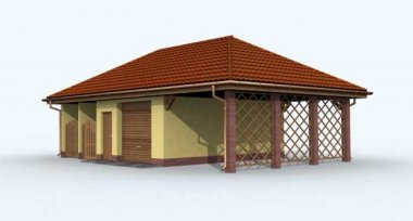 Projekt domu G119 garaż dwustanowiskowy z wiatą
