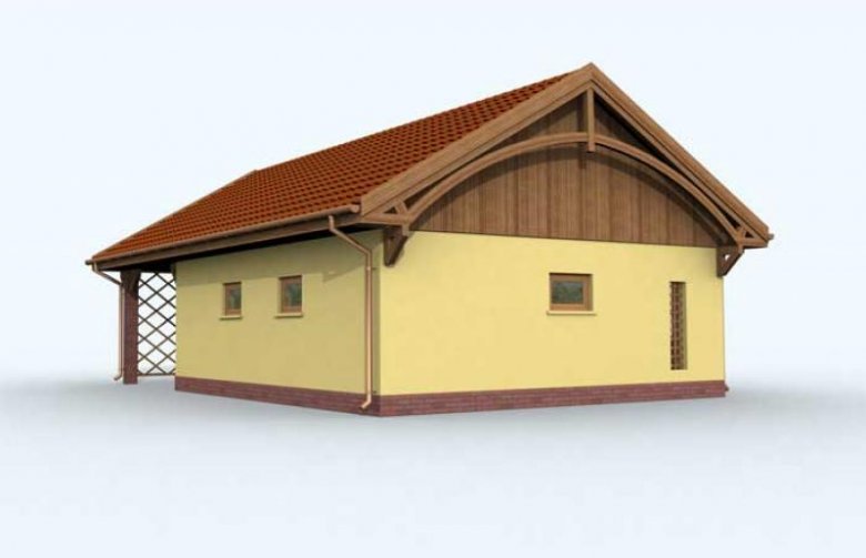Projekt garażu G118 garaż dwustanowiskowy z wiatą i pomieszczeniem gospodarczym