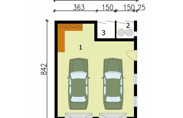 Projekt garażu G110 garaż dwustanowiskowy - przyziemie