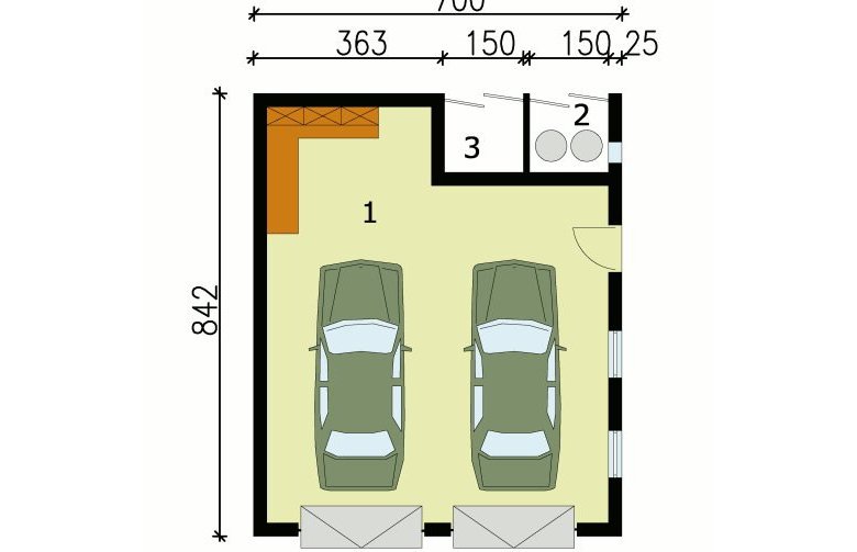 Projekt garażu G111 - przyziemie