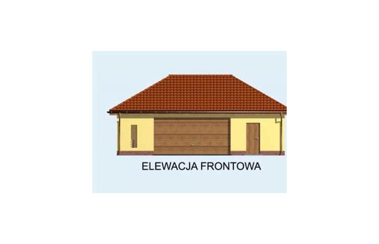 Projekt garażu G105 garaż dwustanowiskowy z pomieszczeniem gospodarczym - elewacja 1