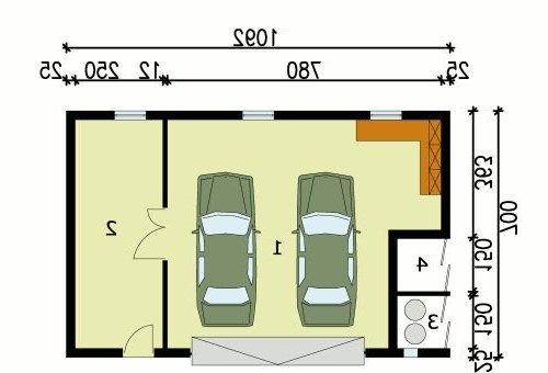 PRZYZIEMIE G105 garaż dwustanowiskowy z pomieszczeniem gospodarczym - wersja lustrzana