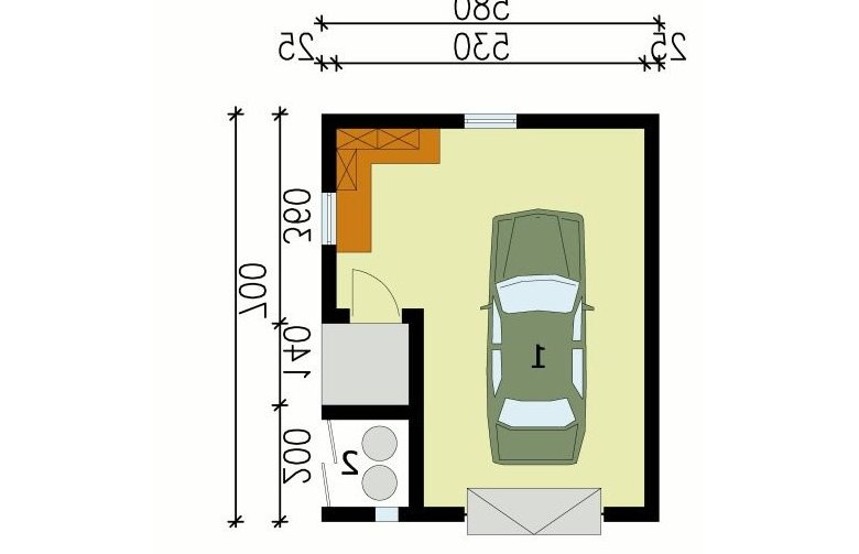 Projekt garażu G102 garaż jednostanowiskowy - przyziemie