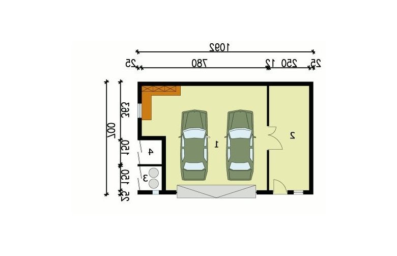 Projekt garażu G104 - przyziemie
