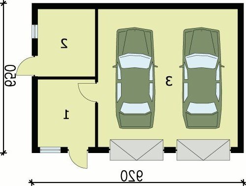 PRZYZIEMIE G85 garaż dwustanowiskowy z pomieszczeniami gospodarczymi - wersja lustrzana