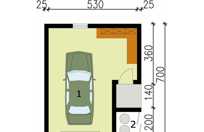 Projekt garażu G100 - przyziemie