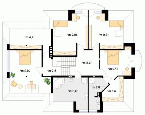 Rzut projektu Bachus 2 - wersja lustrzana