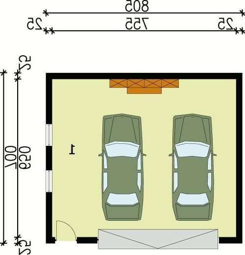PRZYZIEMIE G80 garaż dwustanowiskowy - wersja lustrzana