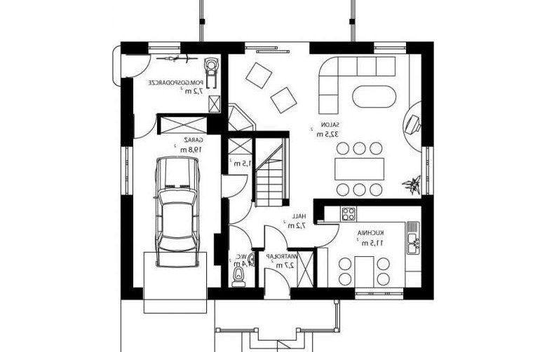 Projekt domu wolnostojącego HG-C3 - rzut parteru