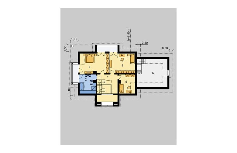 Projekt domu wolnostojącego LK&41 - poddasze