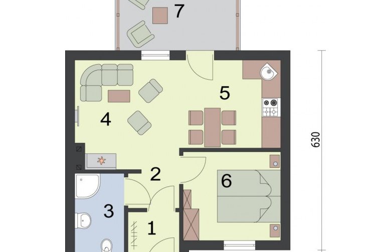 Projekt domu letniskowego HONOLULU dom letniskowy - rzut przyziemia