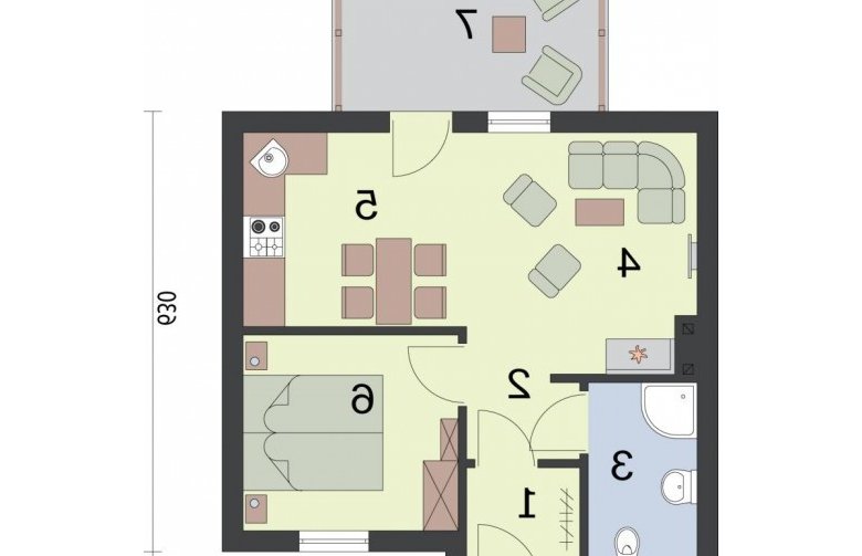 Projekt domu letniskowego HONOLULU dom letniskowy - rzut przyziemia