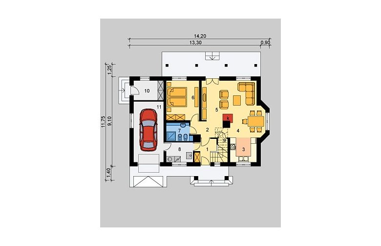 Projekt domu wolnostojącego LK&47 - parter