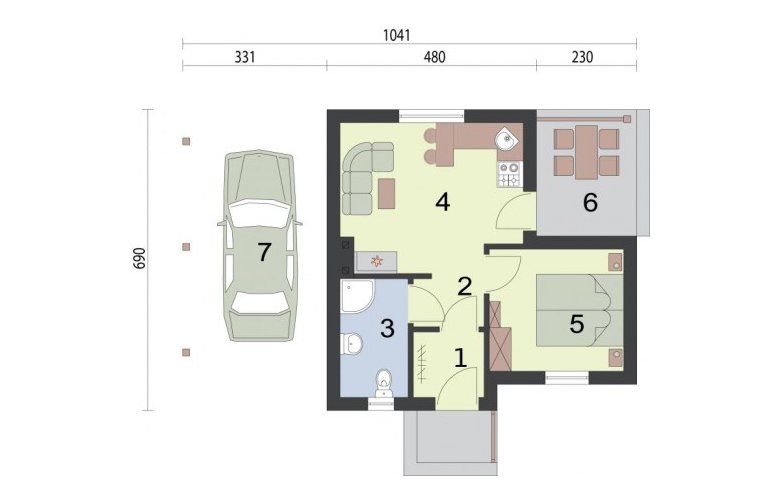 Projekt domu letniskowego DAKAR dom letniskowy - rzut przyziemia