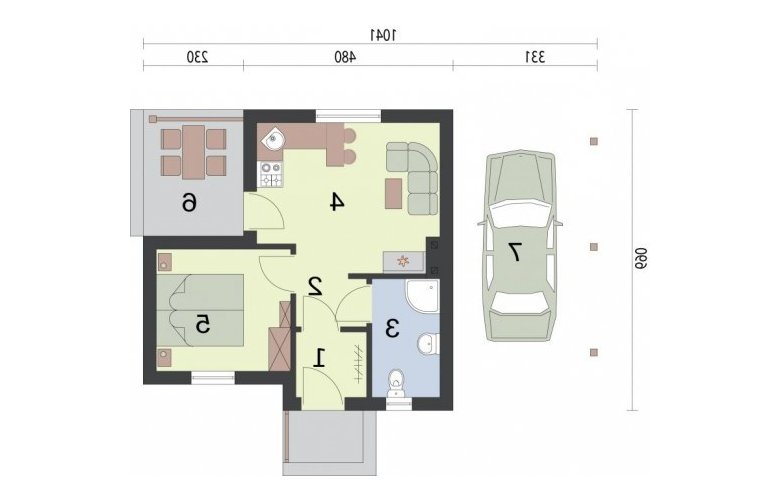 Projekt domu letniskowego DAKAR dom letniskowy - rzut przyziemia