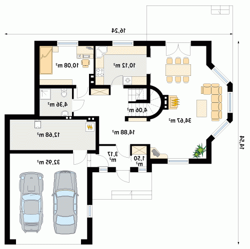 Rzut projektu Batuta 3 - wersja lustrzana