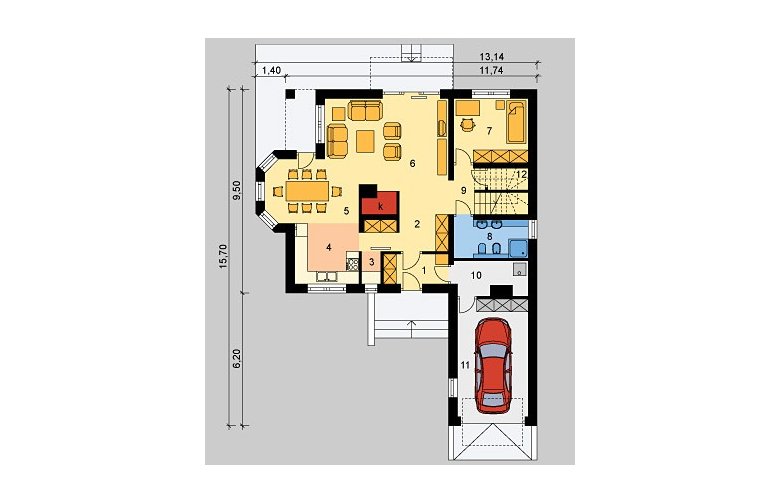 Projekt domu wolnostojącego LK&58 - parter