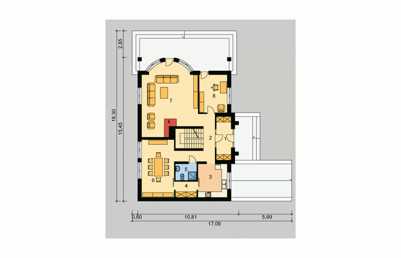 Projekt domu wolnostojącego LK&64 - parter