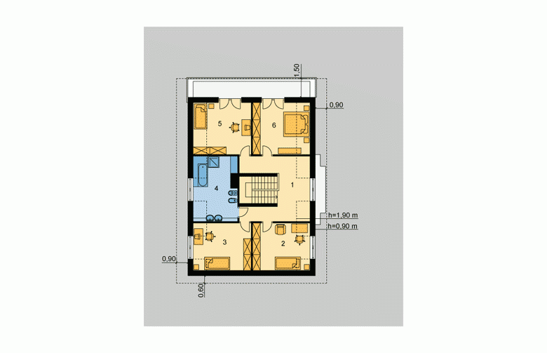 Projekt domu wolnostojącego LK&64 - poddasze