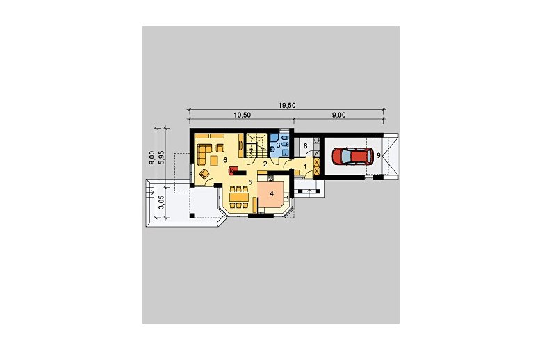 Projekt domu wolnostojącego LK&65 - parter