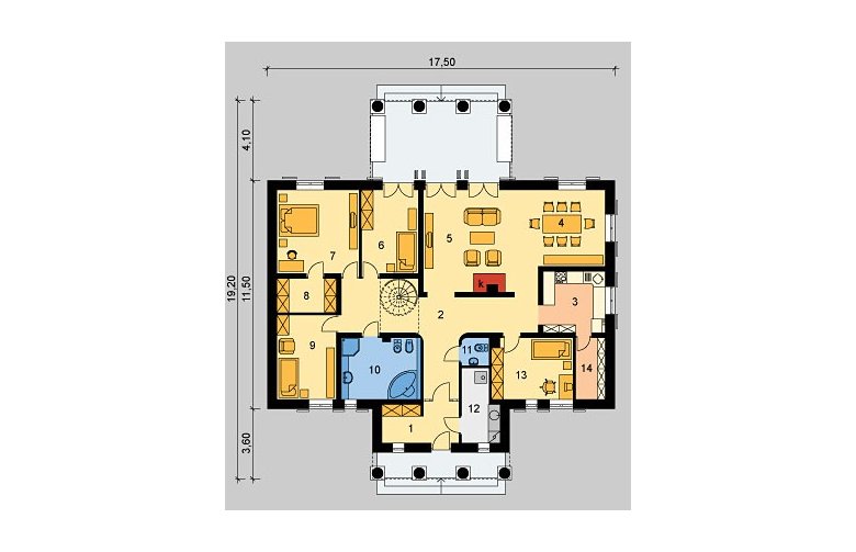 Projekt domu piętrowego LK&347 - parter