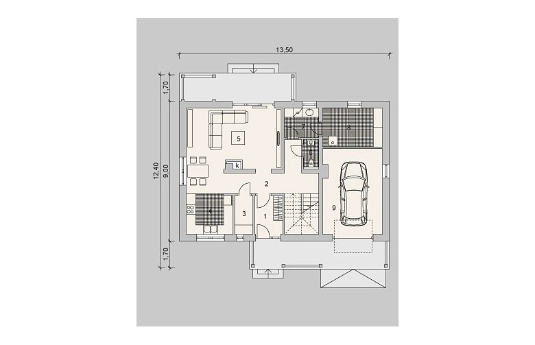 Projekt domu wolnostojącego LK&934 - parter