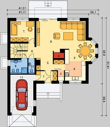 Rzut projektu LK&67 - wersja lustrzana