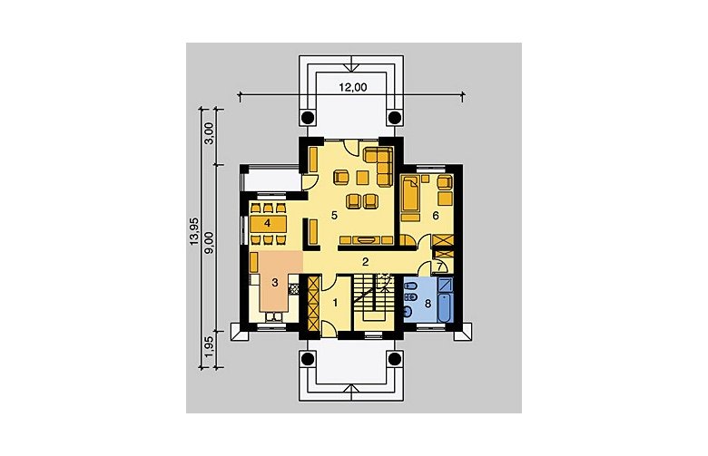 Projekt domu piętrowego LK&73 - parter