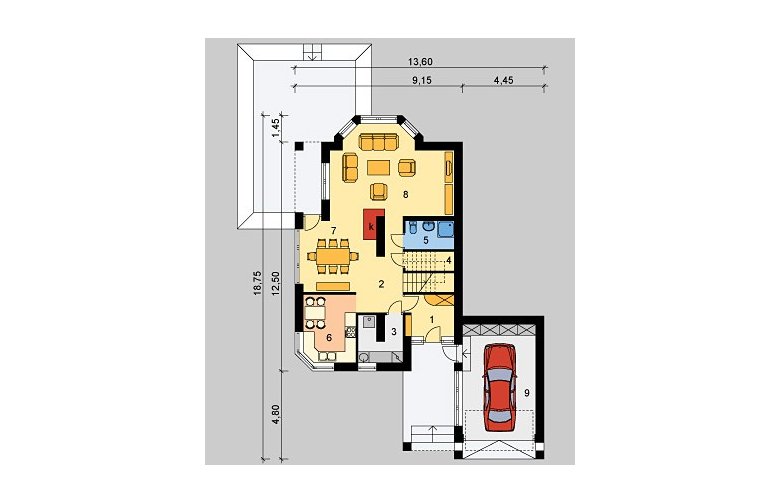 Projekt domu wolnostojącego LK&76 - parter