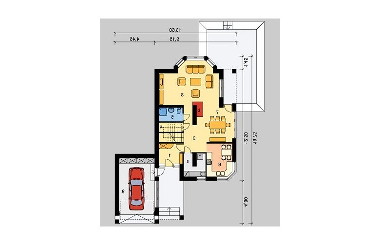 Projekt domu wolnostojącego LK&76 - parter