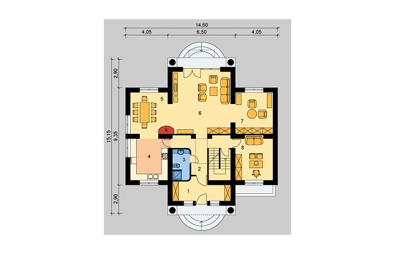 Projekt domu piętrowego LK&85 - parter