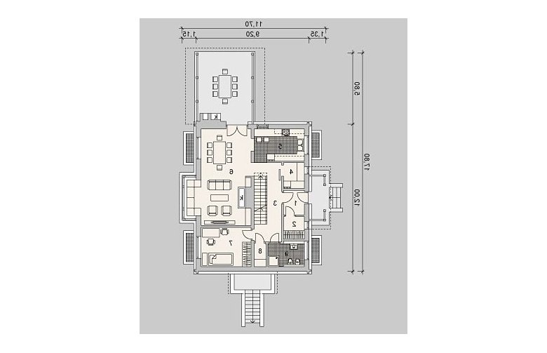 Projekt domu szeregowego LK&909 - parter