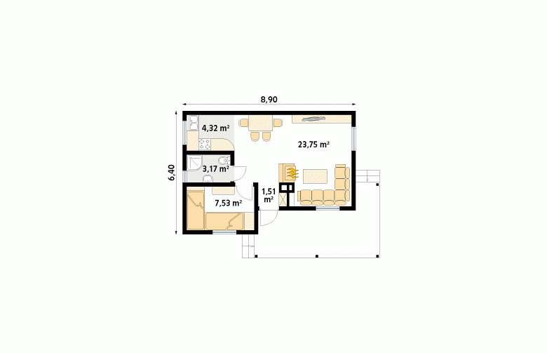 Projekt domu letniskowego Best 3 dr-S - 