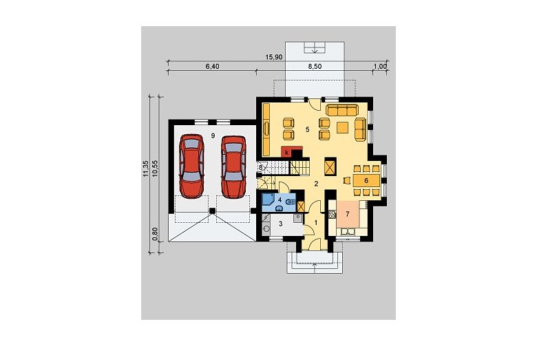 Projekt domu wolnostojącego LK&350 - parter