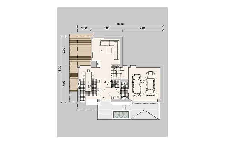 Projekt domu szkieletowego LK&935 - parter