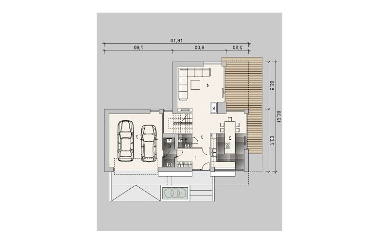 Projekt domu szkieletowego LK&935 - parter