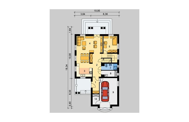 Projekt domu wolnostojącego LK&123 - parter