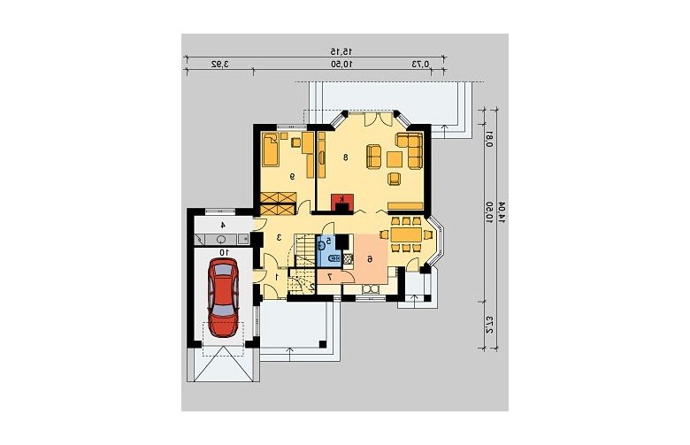 Projekt domu wolnostojącego LK&124 - parter