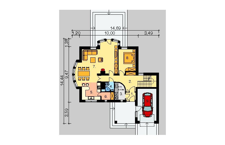 Projekt domu wolnostojącego LK&126 - parter