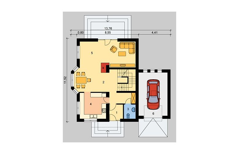 Projekt domu jednorodzinnego LK&135 - parter