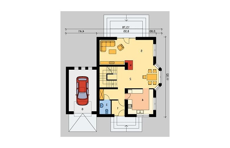 Projekt domu jednorodzinnego LK&135 - parter