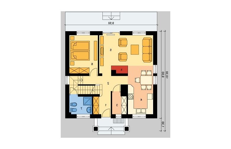 Projekt domu jednorodzinnego LK&136 - parter